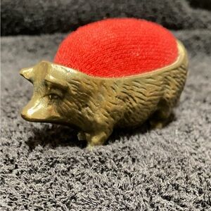 Early 1900’s Vintage Brass Pig Pin Cushion